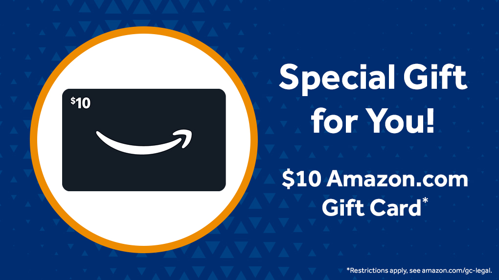 $10 Amazon.com gift card, available as a limited-time checking and referral gift from Gate City Bank