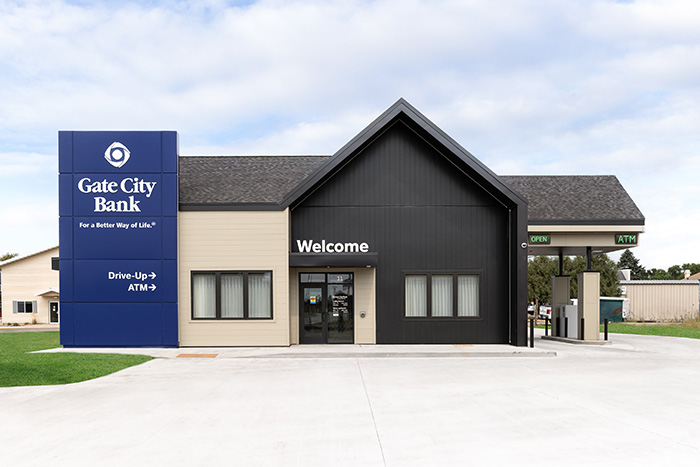 Exterior view of Gate City Bank's welcoming location at 11 1st Street SE in Mayville, ND