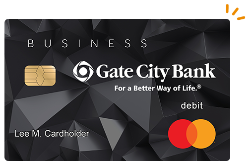 Example of Gate City Bank black debit card for business bank accounts