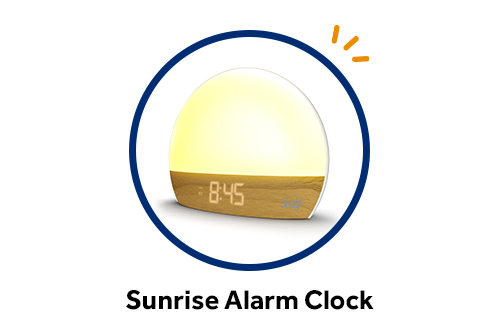 Sealy sunrise light-up alarm clock with LED display, available as a free gift for new checking customers and referrals